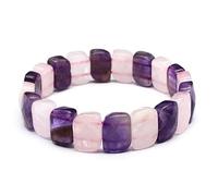YOPI Bracciale Artigianale in Occhio di Tigre e Agata Indiana con Taglio a Cristallo for Uomo e Donna(Rosequartz+Amethyst)