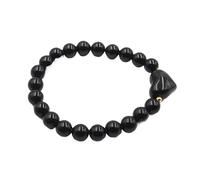 YOPI Bracciale con perline con sfera di cristallo a forma di cuore fatto a mano | Gioielli in stile etnico for donna(Obsidian)