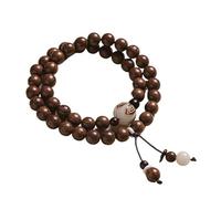 YOPI Bracciale con perline di Buddha in legno di sandalo verde - Doppio cerchio di semi di Bodhi, gioielli di loto for consapevolezza e meditazione(8mmgoldensandalwood)