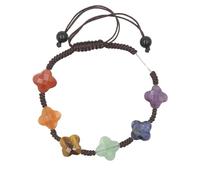 YOPI Bracciale con perline di cristallo con sette pietre di Buddha - Design geometrico a forma di trifoglio e prugna(Four-leafclover)