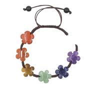 YOPI Bracciale con perline di cristallo con sette pietre di Buddha - Design geometrico a forma di trifoglio e prugna