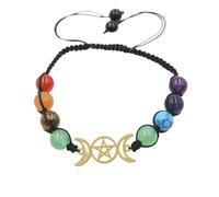 YOPI Bracciale con perline di cristallo con sette pietre di Buddha - Design geometrico a forma di trifoglio e prugna