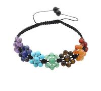 YOPI Bracciale con perline di cristallo con sette pietre di Buddha - Design geometrico a forma di trifoglio e prugna