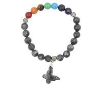 YOPI Bracciale con perline di cristallo di sette pietre di Buddha con pendente a farfalla - Gioielli di guarigione spirituale(Glitter)