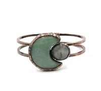 YOPI Bracciale con Perline di Cristallo Sole e Luna - Gioielli for Le Mani in Stile Etnico retrò for Gli Amanti della Moda Bohémien(Green Aventurine)