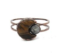 YOPI Bracciale con Perline di Cristallo Sole e Luna - Gioielli for Le Mani in Stile Etnico retrò for Gli Amanti della Moda Bohémien(Tiger Eye Stone)