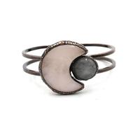 YOPI Bracciale con Perline di Cristallo Sole e Luna - Gioielli for Le Mani in Stile Etnico retrò for Gli Amanti della Moda Bohémien(Pink Quartz)
