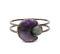 YOPI Bracciale con Perline di Cristallo Sole e Luna - Gioielli for Le Mani in Stile Etnico retrò for Gli Amanti della Moda Bohémien(Amethyst)