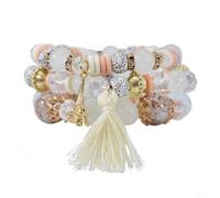 YOPI Bracciale con perline e nappe turchesi a mano di Buddha in stile etnico bohémien for il benessere spirituale(Beige)