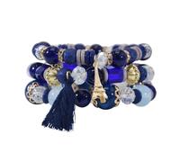 YOPI Bracciale con perline e nappe turchesi a mano di Buddha in stile etnico bohémien for il benessere spirituale(Blue)
