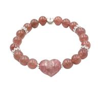 YOPI Bracciale con sfera di cristallo a forma di cuore fatto a mano | Gioielli con perline in stile etnico for donna(Obsidian)