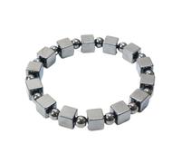 YOPI Bracciale con zolletta di zucchero e calcoli biliari neri in ematite - Ornamento geometrico unisex a mano
