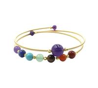 YOPI Bracciale da donna con perline di cristallo a doppio cerchio in stile etnico(Amethyst)
