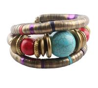 YOPI Bracciale elastico a tre cerchi con osso di serpente for donna - Gioielli con perline distanziatrici impilate multistrato(Color1)