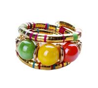 YOPI Bracciale elastico a tre cerchi con osso di serpente for donna - Gioielli con perline distanziatrici impilate multistrato(Color3)