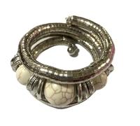 YOPI Bracciale elastico a tre cerchi con osso di serpente for donna - Gioielli con perline distanziatrici impilate multistrato(Color6)