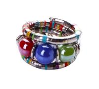 YOPI Bracciale elastico a tre cerchi con osso di serpente for donna - Gioielli con perline distanziatrici impilate multistrato(Color4)