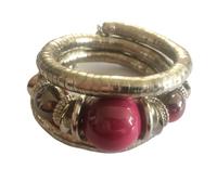 YOPI Bracciale elastico a tre cerchi con osso di serpente for donna - Gioielli con perline distanziatrici impilate multistrato(Color5)