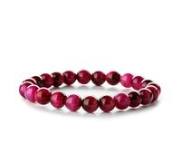 YOPI Bracciale fatto a mano con perline di quarzo rosa e occhio di tigre da 8 mm con accenti di pino bianco(RoseTigerEye)
