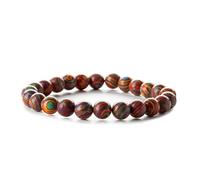 YOPI Bracciale fatto a mano con perline di quarzo rosa e occhio di tigre da 8 mm con accenti di pino bianco(RedPeacock)