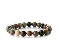 YOPI Bracciale fatto a mano con perline di quarzo rosa e occhio di tigre da 8 mm con accenti di pino bianco(OceanStone)
