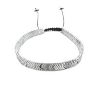 YOPI Bracciale in corda intrecciata con catena di osso di serpente placcato in calcoli biliari neri - Eleganti gioielli a mano da donna