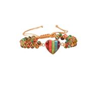 YOPI Bracciale intrecciato a doppio strato con ciondolo a forma di amore for donna - Elegante cordino(Colorfullove)