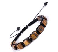 YOPI Bracciale intrecciato quadrato di ametista multicolore naturale con strisce blu e diaspro rosso - Gioielli con pietre preziose fatti a mano(TigerEyeStone)