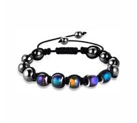 YOPI Bracciale magnetico intrecciato nero con perline dell'umore in calcoli biliari: accessorio elegante e unico(Color1)
