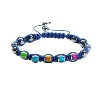 YOPI Bracciale magnetico intrecciato nero con perline dell'umore in calcoli biliari: accessorio elegante e unico(Color4)