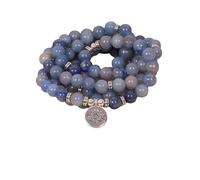 YOPI Bracciale multistrato con perline di pietra Dongling blu con pendente di loto - 108 perline for il benessere spirituale