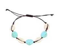 YOPI Bracciale regolabile con conchiglia a vento blu e bianco | Gioielli da donna ispirati alla spiaggia fatti a mano