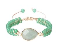 YOPI Bracciale regolabile con perline in pietra a pois bianchi e turchesi con linee di agata for donna e uomo(GreenEastTombWater)