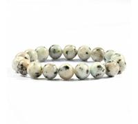 YOPI Bracciale retrò Tianshan Orchid Stone - Gioiello in Giada a Cerchio Singolo con Motivo a ventaglio for Donna(B1761-10mm)