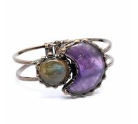 YOPI Bracciale vintage in pietra naturale con ametista e cristallo rosa for donna - Eleganti gioielli con pietre preziose(Amethyst)