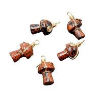 YOPI Ciondolo a Forma di Fungo in Seta Fatto a Mano, 5 Pezzi, in Pietra di Agata di Cristallo Naturale da 20 mm, for Fai da Te(1GoldenSwan)