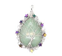 YOPI Ciondolo a Forma di Stella con Albero della Vita e Gocce d'Acqua in Pietra Naturale - Ornamenti Pendenti for Gioielli in Cristallo Bianco(Aventurine(Silver))