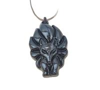 YOPI Ciondolo a Forma di Volpe a Nove Code in calcedonio - Collana con Catena in Giada e Corda Intrecciata in Agata e Volpe(Paragraph7)