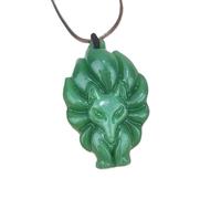 YOPI Ciondolo a Forma di Volpe a Nove Code in calcedonio - Collana con Catena in Giada e Corda Intrecciata in Agata e Volpe(Paragraph2)