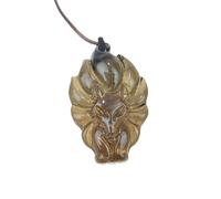 YOPI Ciondolo a Forma di Volpe a Nove Code in calcedonio - Collana con Catena in Giada e Corda Intrecciata in Agata e Volpe(Paragraph4)