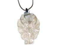 YOPI Ciondolo a Forma di Volpe a Nove Code in calcedonio - Collana con Catena in Giada e Corda Intrecciata in Agata e Volpe(Paragraph5)