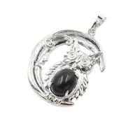 YOPI Ciondolo luna gufo ovale in cristallo: un gioiello unico per gli amanti della natura, Taglia unica