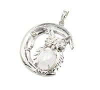 YOPI Ciondolo luna gufo ovale in cristallo: un gioiello unico per gli amanti della natura, Taglia unica