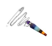 YOPI Collana con Ciondolo a Forma di Bottiglia di Olio Chakra a Sette Colori - Design a Colonna conica(Silver)
