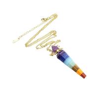 YOPI Collana con Ciondolo a Forma di Bottiglia di Olio Chakra a Sette Colori - Design a Colonna conica(Gold)
