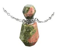 YOPI Collana con Ciondolo a Forma di Bottiglia di Profumo Floreale in Cristallo - Gioielli con Bottiglia di Essenza in poliedro for Donna