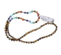 YOPI Collana con Ciondolo a Forma di Colonna di Cristallo con Albero della Vita for Donna - Gioielli con Perline Rotonde in Cristallo Bianco(Tigereyestone)