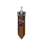 YOPI Collana con Ciondolo a Forma di Freccia con Fiore in Pietra Naturale - Design a Forma di Freccia con Goccia d'Acqua in Ametista(Tiger'sEye)