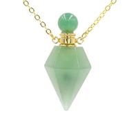YOPI Collana con Ciondolo a Forma di Piramide di Cristallo - Elegante Design di Bottiglia di Profumo for Donna(Greenaventurine)