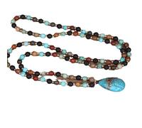 YOPI Collana con ciondolo a goccia d'acqua con perle di lava da donna Boho - Gioielli spirituali con 108 perle